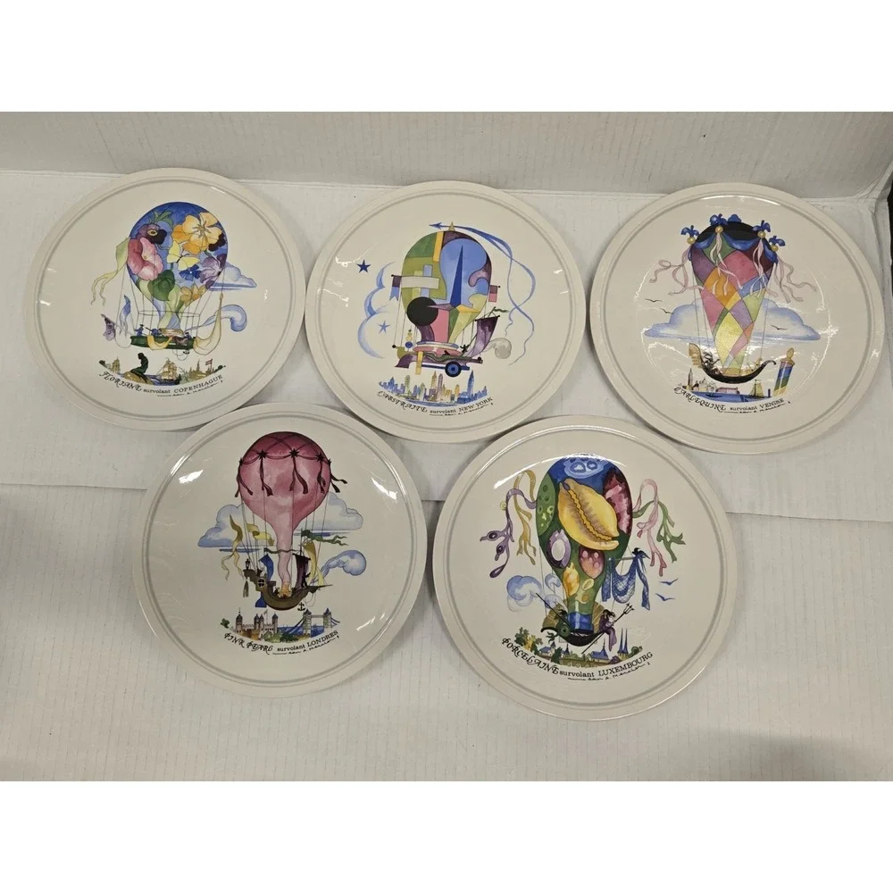 Villeroy & Boch LE BALLON Salad Accent‎ Plates CARNIVAL HOT AIR BALLOON Set of 6